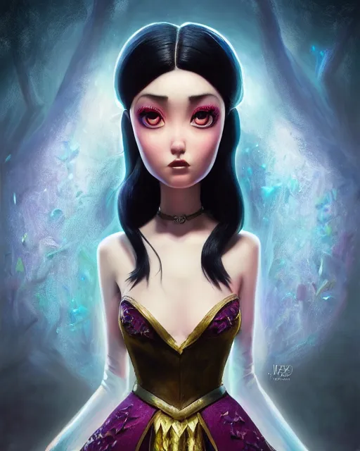 Prompt: an epic fantasy comic book style full body portrait painting of a Crystal woman with black hair, elegant, character design by Mark Ryden and Pixar and Hayao Miyazaki, unreal 5, DAZ, hyperrealistic, octane render, cosplay, RPG portrait, dynamic lighting, intricate detail, summer vibrancy, cinematic