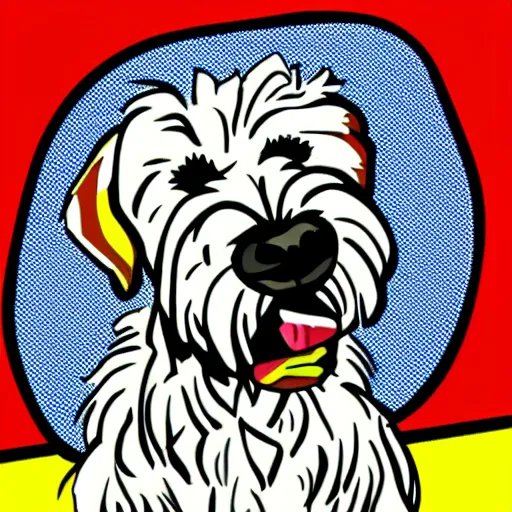 Prompt: wheaten terrier in the style of roy lichtenstein