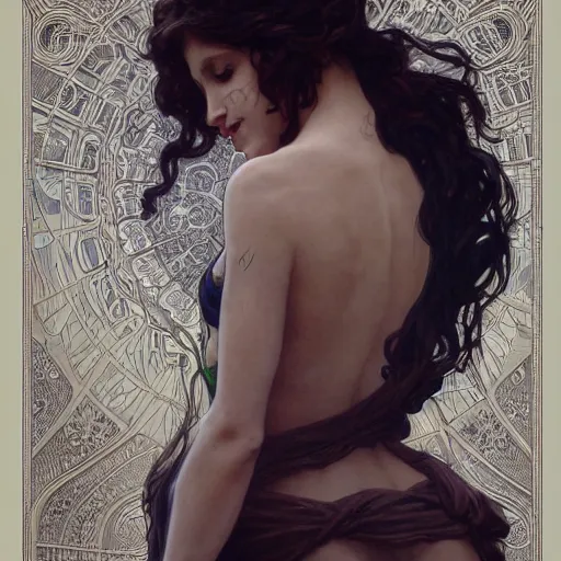 Image similar to beautiful woman turning into a skeleton, intricate, art by artgerm and greg rutkowski and alphonse mucha and william - adolphe bouguereau, high detailed, 4 k,