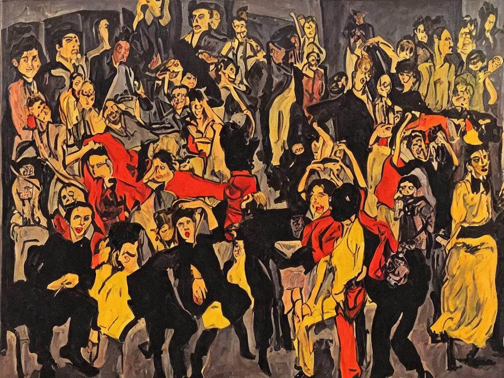 Image similar to feminist revolution, lisbon city at night, art in the style of paula rego