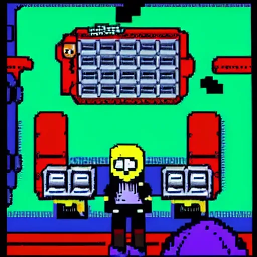 Image similar to quentin tarantino in the video game commander keen