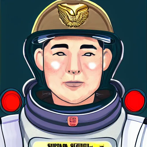 Prompt: id photo of a space officer in military outfit, digital painting