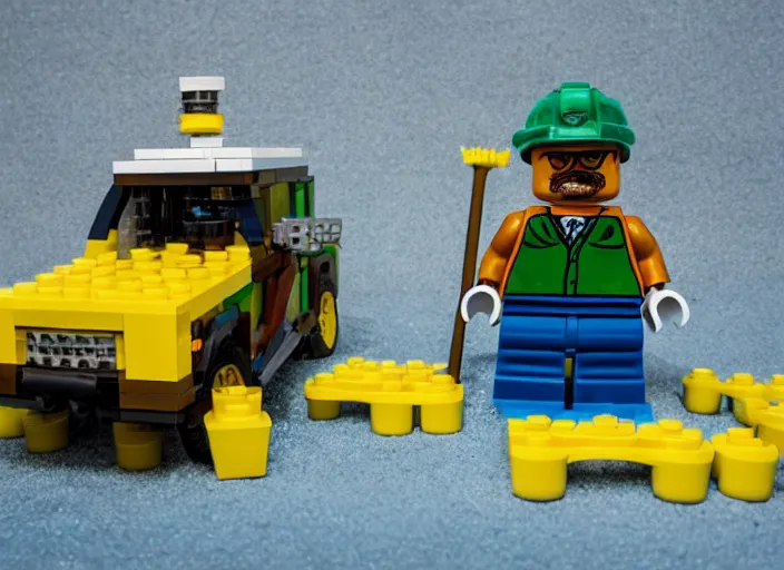 Image similar to product photo still of walter white breaking bad car wash lego playset, 8 k, 1 2 0 mm macro, f 1. 8, studio lighting, key light