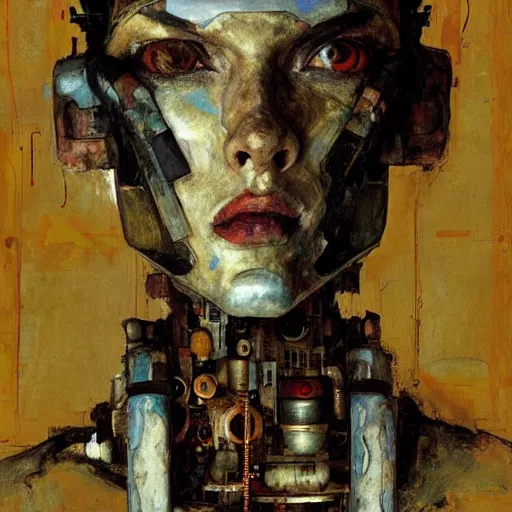 Image similar to portrait of a robot by egon schiele and greg rutkowski