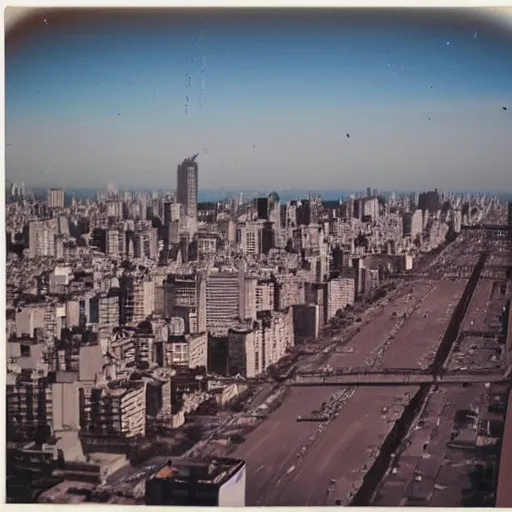 Image similar to a polaroid of the city of Buenos aires in the year 3,512