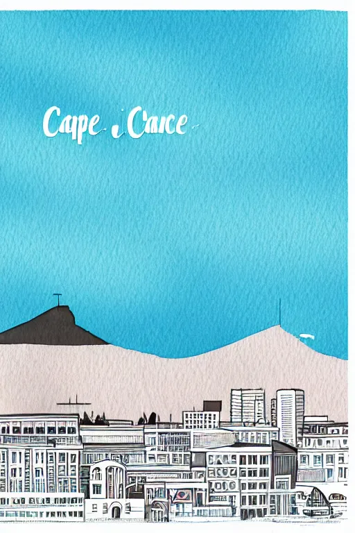 Image similar to minimalist watercolor art of cape town, illustration, vector art