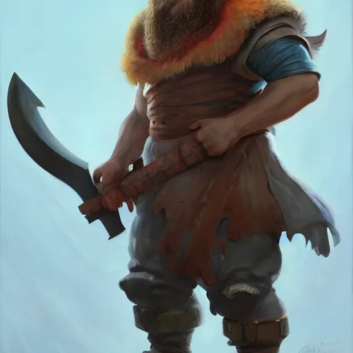 Image similar to greg irons portrait painting of a fantasy dwarf fighter with a huge iron axe, medium shot, asymmetrical, profile picture, organic painting, sunny day, matte painting, bold shapes, hard edges, street art, trending on artstation, by huang guangjian and gil elvgren and sachin teng