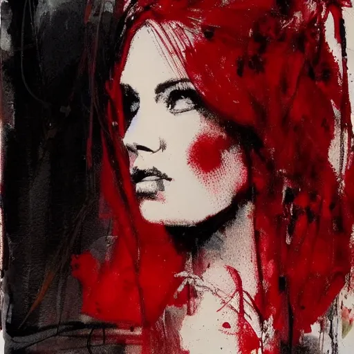 Image similar to A gorgeous red haired vixen at the club, realistic, sharp focus, 8k high definition, insanely detailed, intricate, elegant, art by Guy Denning