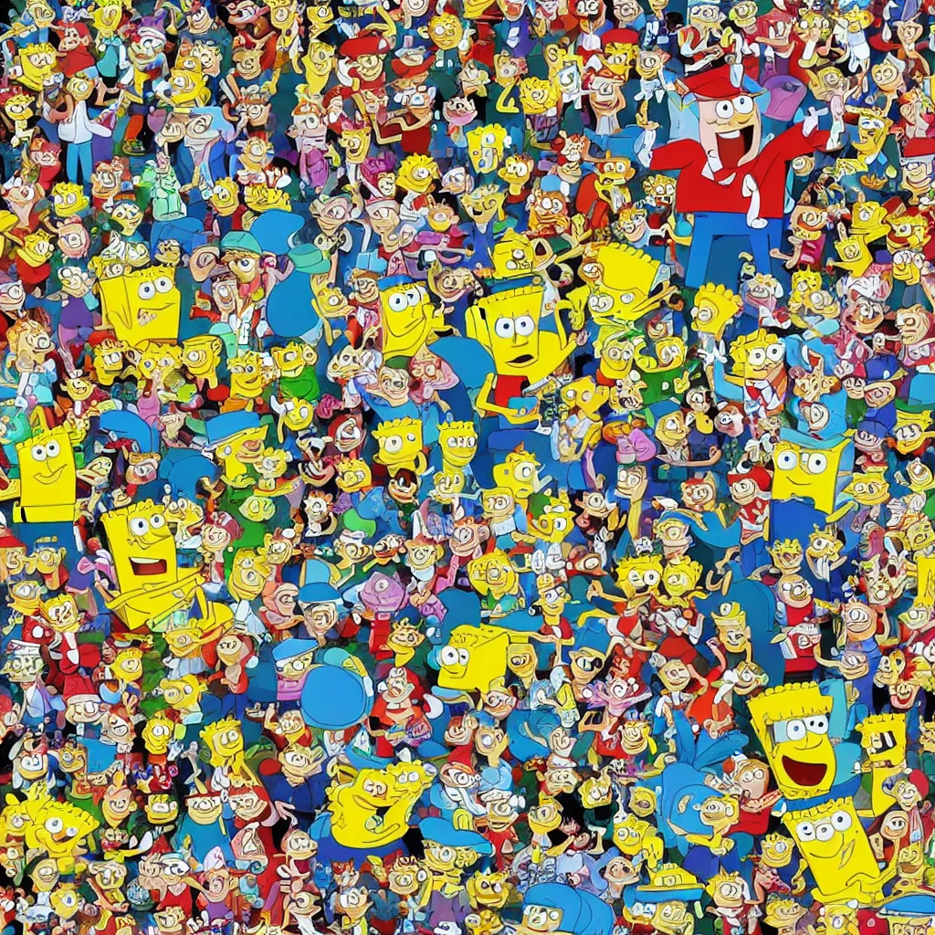 Image similar to where's waldo sponge bob