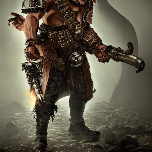 Image similar to Danny Trejo in Warhammer Vermintide 2, 3D render, digital art, realistic character concept, warhammer fantasy, dark and gritty atmosphere, golden ratio, cinematic lighting, hyperdetailed, high resolution, insanely detailed and intricate, trending on artstation and unreal engine