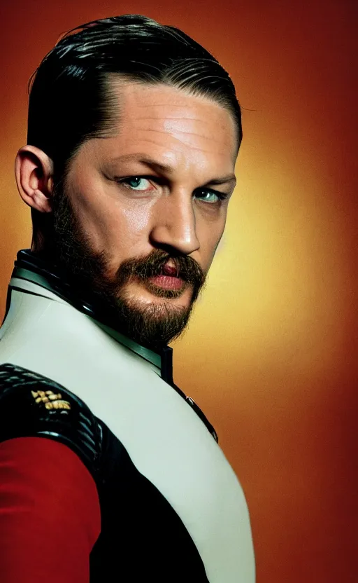 Prompt: portrait of tom hardy as commander riker ,star trek tng,