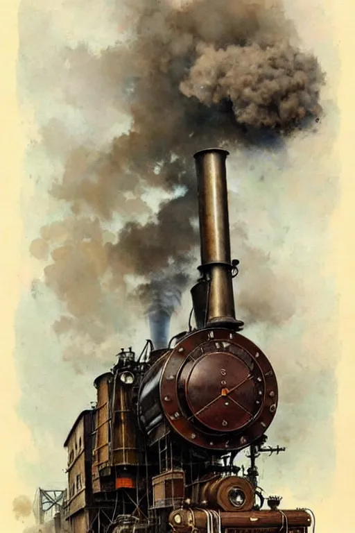 Image similar to (((((1950s huge steam engine. muted colors.))))) by Jean-Baptiste Monge !!!!!!!!!!!!!!!!!!!!!!!!!!!