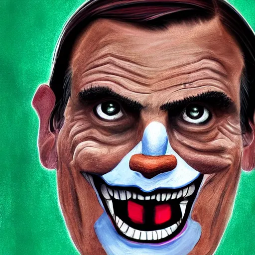 Image similar to a striking digital painting portrait of bolsonaro as a zombie clown