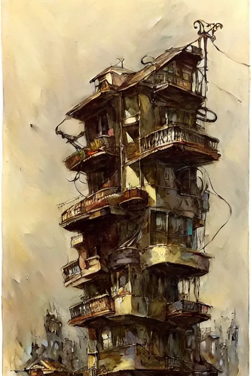 Prompt: (((((a multistory ramshackle dieselpunk house))))) by Jean-Baptiste Monge!!!!!!!!!!!!!!!!!!!!!!!!!!!