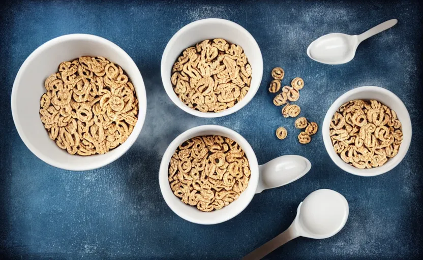 Image similar to “cereal bowl, with countries floating on the milk, each country has a soldier shooting at the other countries”