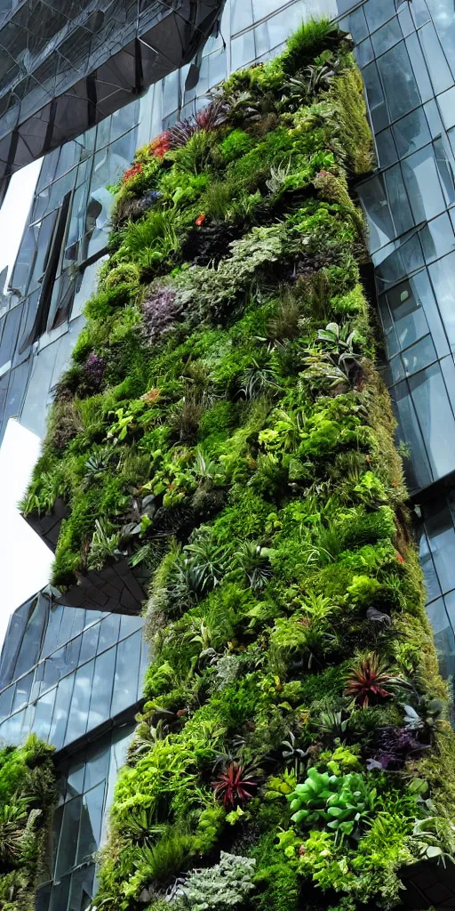 Image similar to the auckland sky tower covered in a living wall made from nz endemic plants. patric blanc
