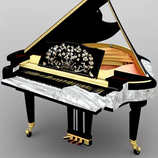 Image similar to grand piano made of marble and diamond