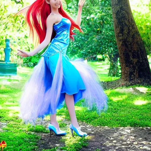 Prompt: bloom from winx in real life | portrait photograph