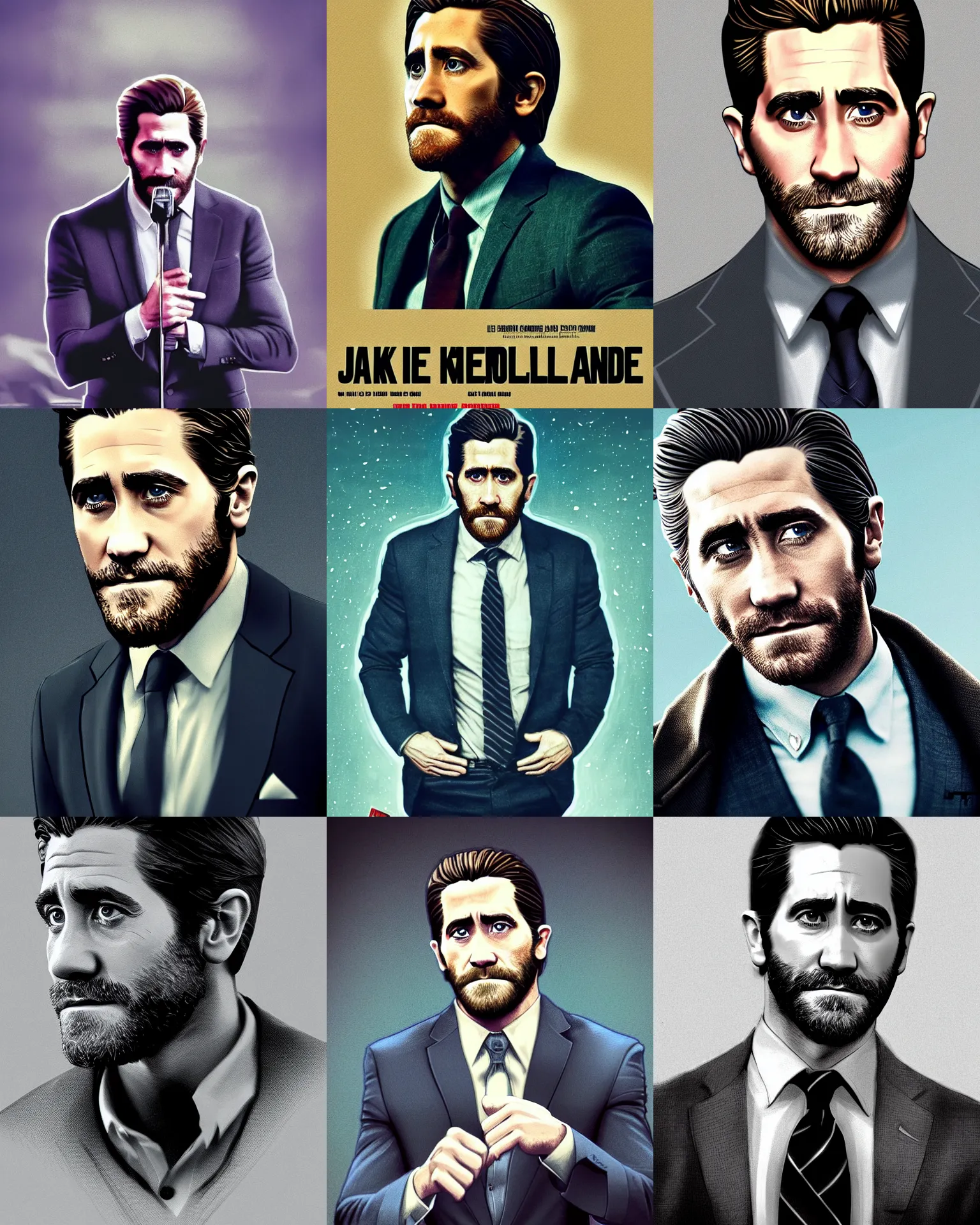 Prompt: jake gyllenhaal portrays bernie sanders movie poster, dynamic pose, intricate, elegant, highly detailed centered digital painting artstation concept art smooth sharp focus illustration