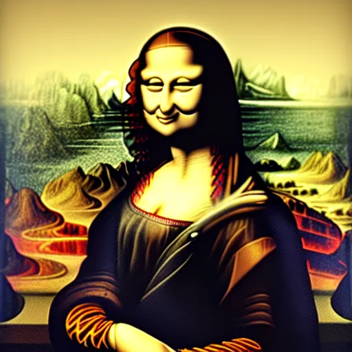 Image similar to highly detailed painting of mona lisa as a goth girl, by william turner, by greg rutkowski, by william constable, thick brush strokes and visible paint layers, 4 k resolution