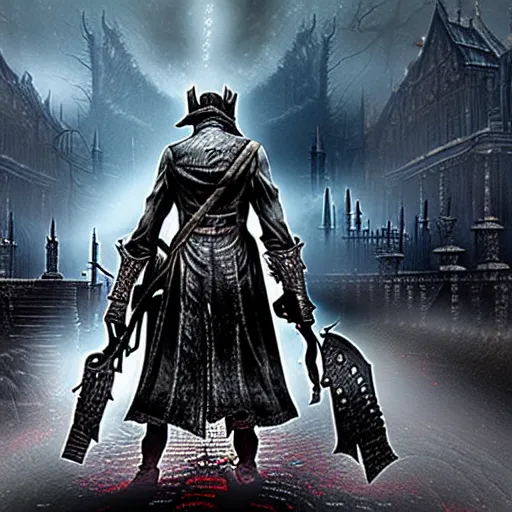 Image similar to bloodborne with nintendo 6 4 graphics