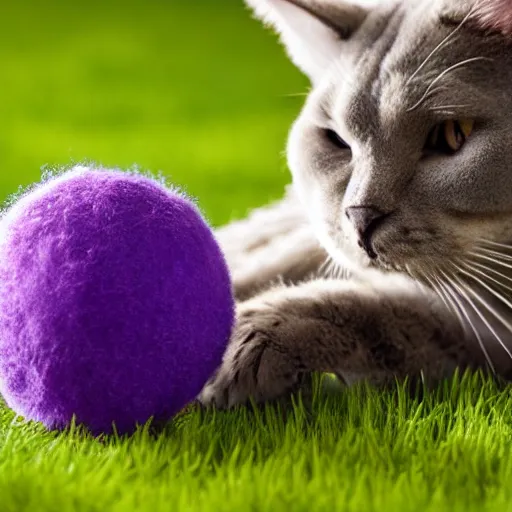 Image similar to big chungus cat playing with ball of yarn, photo, centered, detailed, 4k