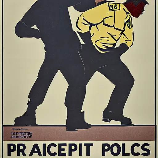 Image similar to a propaganda poster about the benefits of police brutality