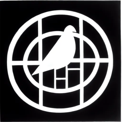 Image similar to geometric bird symbol by karl gerstner, monochrome black and white, 8 k scan, negative space, clever, focused, hard line, satisfying, award winning