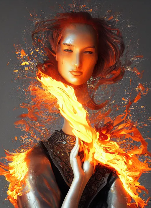 Image similar to sculpture made of flame, portrait, female, future, torch, fire, harper's bazaar, vogue, fashion magazine, intricate, concept art, close up, ornate, luxury, elite, elegant, trending on artstation, by ruan jia, by Kenneth Willardt, by ross tran, by WLOP, by Andrei Riabovitchev,