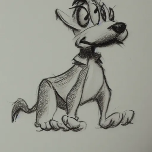 Image similar to milt kahl pencil sketch of happy mini schnauzer cartoon lady and the tramp style