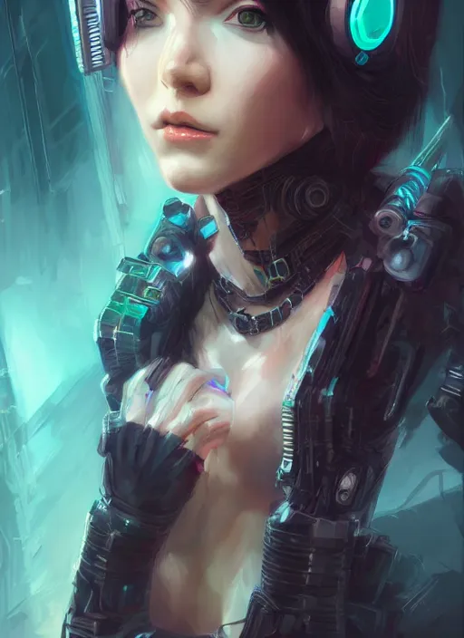 Image similar to teen elf, cyberpunk rigger, black hair, gorgeous, amazing, elegant, intricate, highly detailed, digital painting, artstation, concept art, sharp focus, illustration, art by ross tran