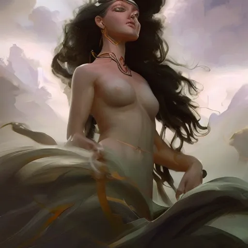 Image similar to goddess of storms, organic painting, matte painting, bold shapes, hard edges, aesthetic octane render, unreal engine, trending on artstation, by greg manchess, huang guangjian, gil elvgren, sachin teng, greg rutkowski, magali villeneuve, artgerm, jeremy lipkin, michael garmash and, rey