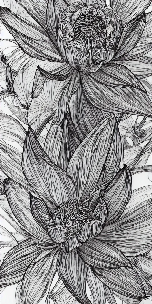 Prompt: highly detailed beautiful photography of flower, sharp focus, high contrast, dynamic lighting, elegant, harmony, beauty, masterpiece, by durero, by moebius, by josan gonzalez, pencil draw