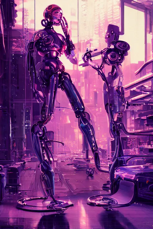 Image similar to the most amazing dream you ever had about beautiful woman transhumanism artificial intelligence singularity robot factory, glamour pose, hyper realistic, concept art, intricate, hyper detailed, smooth, syd mead, jim lee, high contrast, neon, volumetric lighting, octane, raytrace, moebius, snowcrash