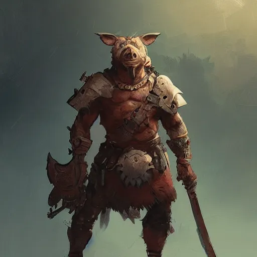 Prompt: a warrior pig, artstation, greg rutkowski