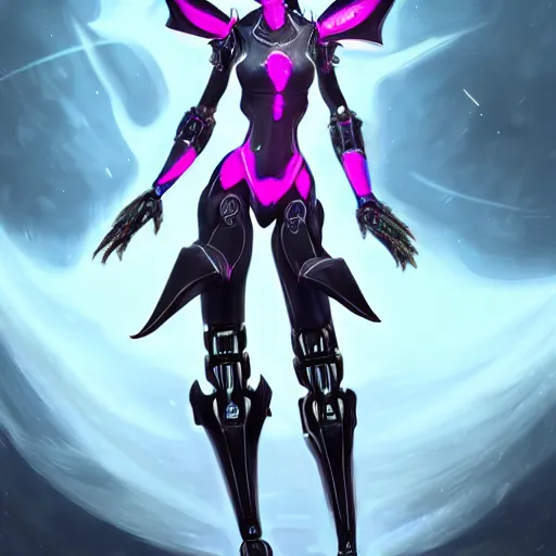 Image similar to highly detailed exquisite fanart, of a beautiful female warframe, but as a stunning anthropomorphic robot female dragon, standing elegantly with hand on hip, shining reflective off-white plated armor, slick elegant design, bright Fuchsia skin, sharp claws, full body shot, epic cinematic shot, realistic, professional digital art, high end digital art, DeviantArt, artstation, Furaffinity, 8k HD render, epic lighting, depth of field