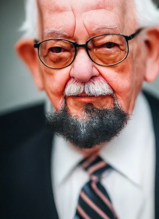 Prompt: dslr portrait still of colonel harland david sanders, 8 k, 8 5 mm, f 1. 8