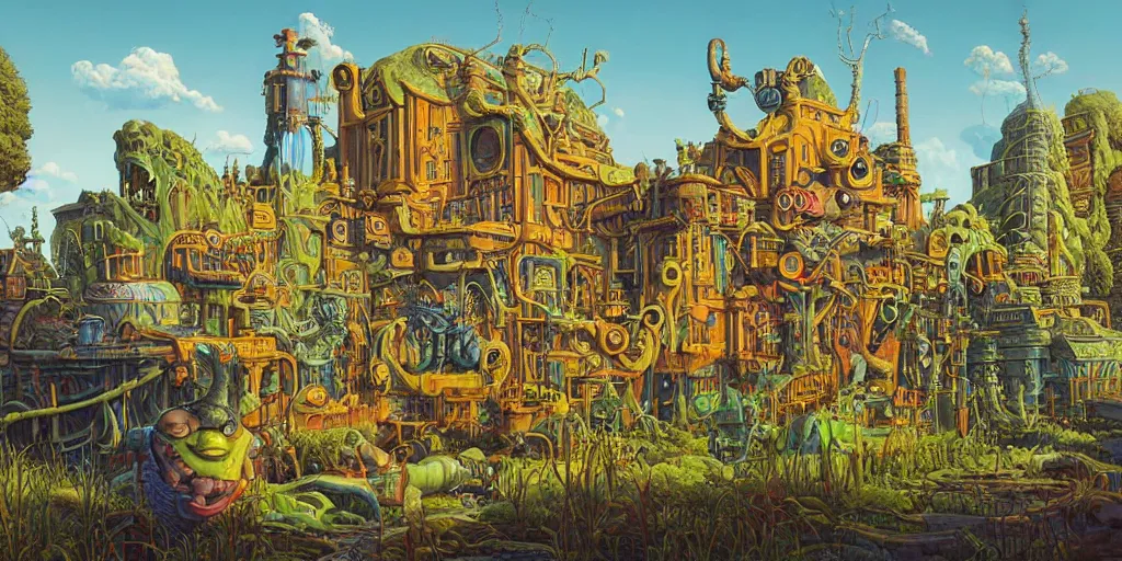 Image similar to a beautiful and highly detailed painting of an aaahh!!! Real Monsters apothecary by James Gurney and beeple | Unreal Engine: .4 | establishing shot | graphic novel, illustration: .5 | Tim White: .2