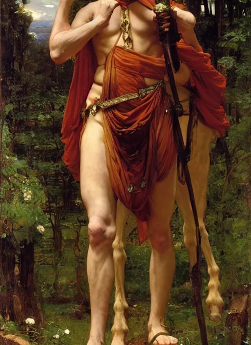 Image similar to Wikus, of the high glade. Centaur. Orientalist portrait by john william waterhouse and Edwin Longsden Long and Theodore Ralli and Nasreddine Dinet, oil on canvas. Cinematic, hyper realism, realistic proportions, dramatic lighting, high detail 4k