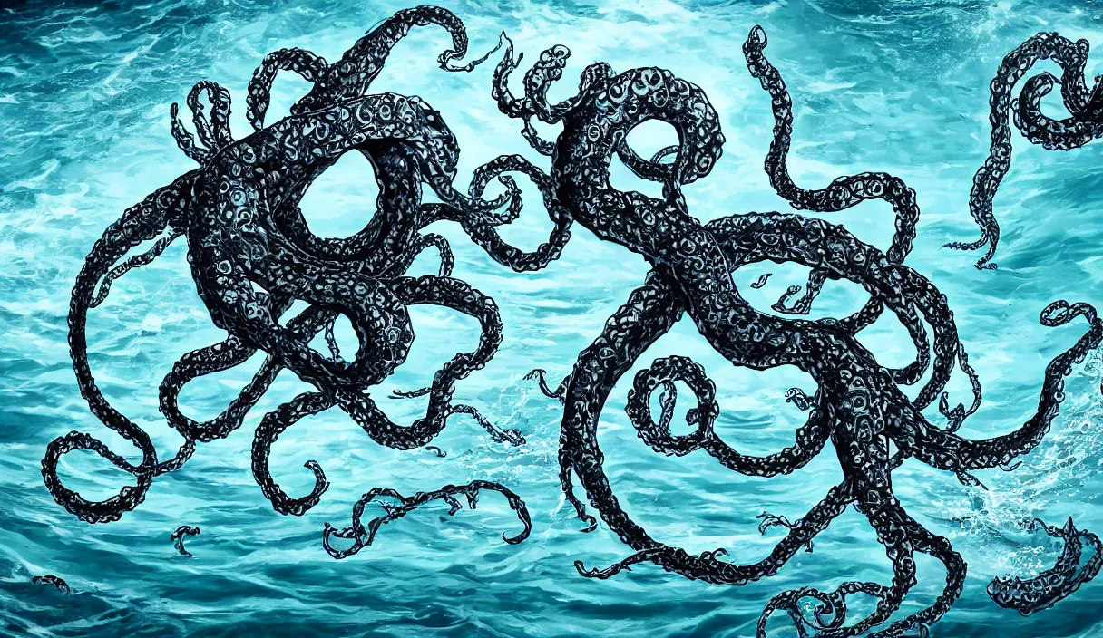 Image similar to kraken in the middle of the sea, hd, hdr, 8 k