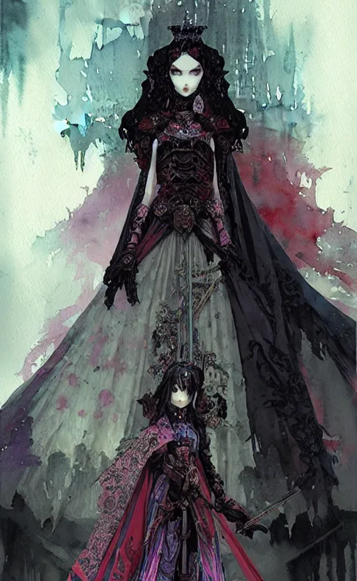 Prompt: imperial princess knight ( ( ( gothic ) ) ) girl. intricate, centered, amazing composition, colorful watercolor, by ruan jia, by marc simonetti, by robert hubert, by zhang kechun, illustration