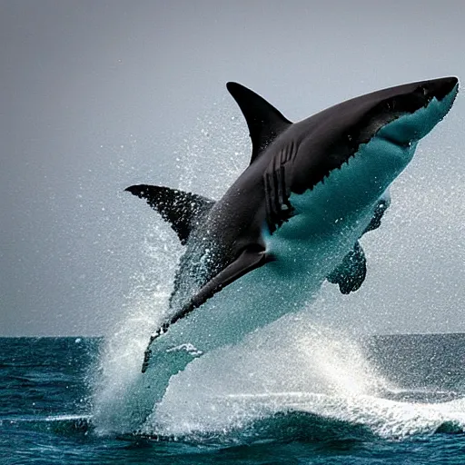 great white shark breaching hd