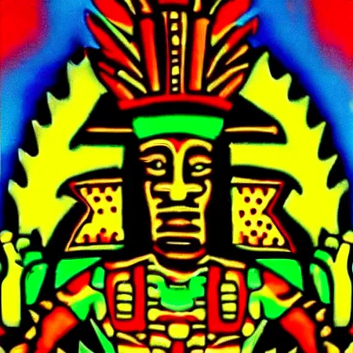 Image similar to aztec god of magic mushrooms, xochipilli