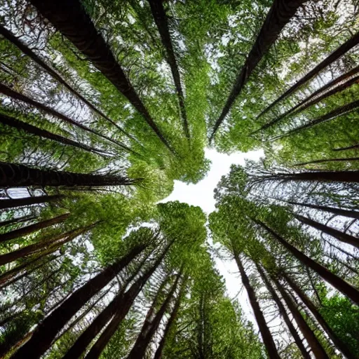 Prompt: snake eye view of a forest