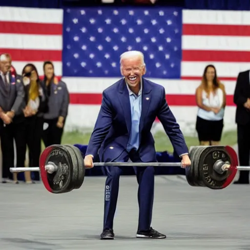 Image similar to muscular Biden Deadlifting