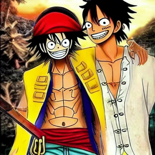 Image similar to Monkey D Luffy with Captain Jack Sparrow's outfit