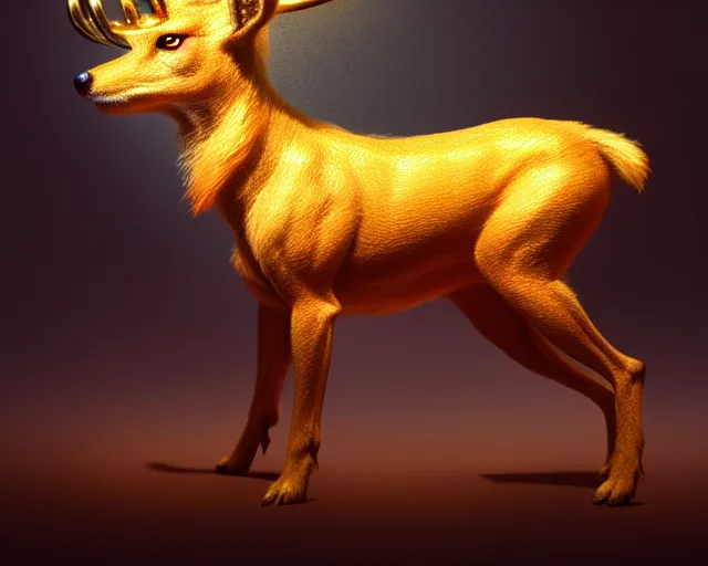 Prompt: tiny golden deer dog, 80s cool hip hop style, ultrarealistic, dramatic lighting, high details, 4k, 8k, best, accurate, trending on artstation, artstation, photorealism, ultrarealistic, digital painting, style of Wayne barlowe and Boris Vallejo and Peter Mohrbacher