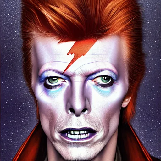 Image similar to digital painting of david bowie by filipe pagliuso and justin gerard, symmetric, fantasy, highly, detailed, realistic, intricate