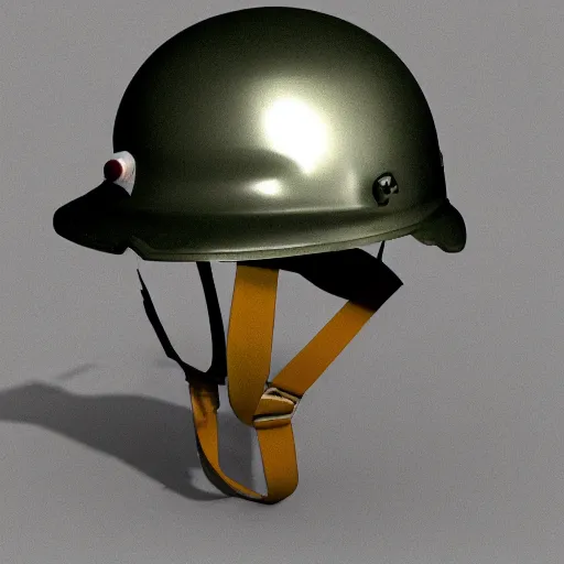 Prompt: 1969 US Army Helmet, 3d model, jungle on fire in the background, 8k, 3d render