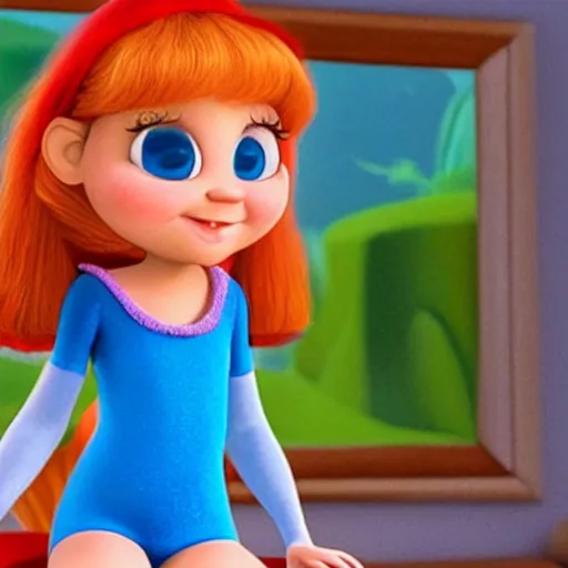 Prompt: real girl smurfin, in pixar's Up